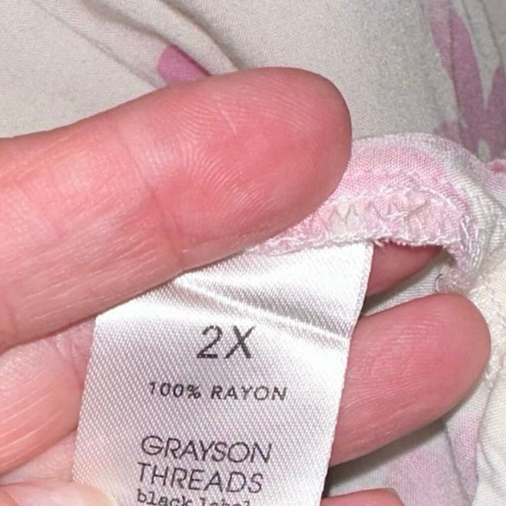 Grayson Threads Pink Floral Button Front Blouse 2… - image 6